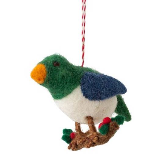 NZ Wool, Wood Pigeon with Holly 9cm